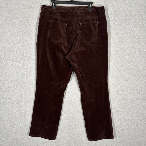 INC International Concepts Velvet Pants 16 Chocolate Stretch Classic Casual - Picture 7 of 8